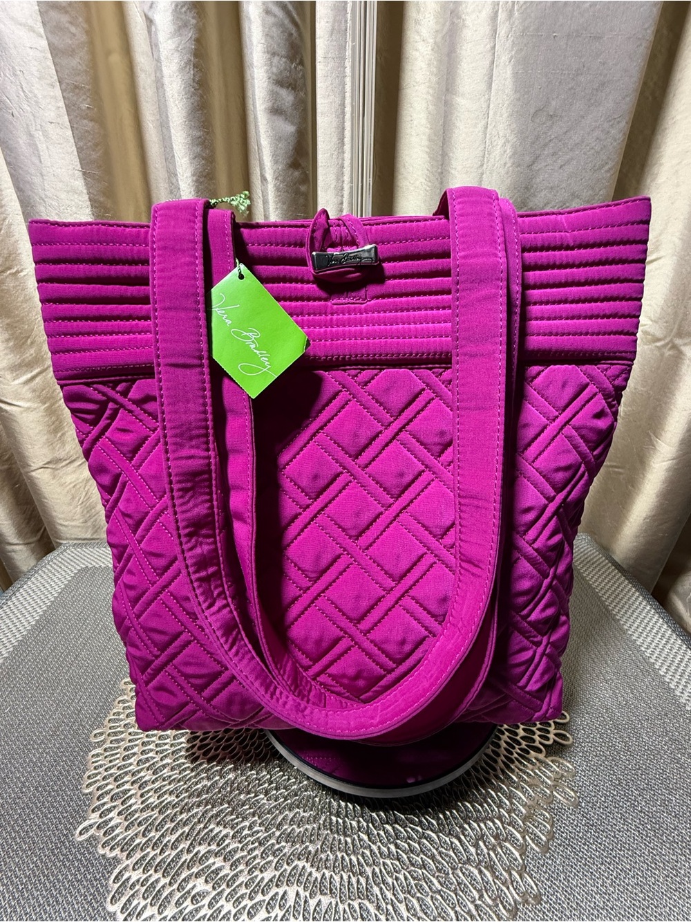 Vera Bradley Fuchsia Quilted Tote with Double Straps